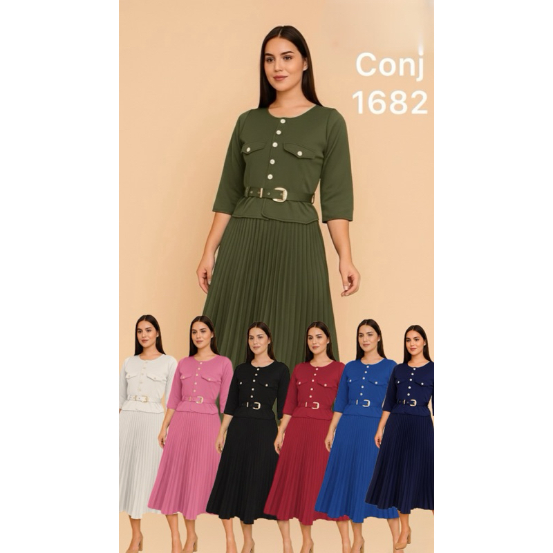 Conjunto Alfaiataria Premium Saia Plissada Midi - Elegância e Versatilidade!