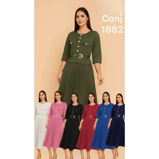 Conjunto Alfaiataria Premium Saia Plissada Midi - Elegância e Versatilidade!