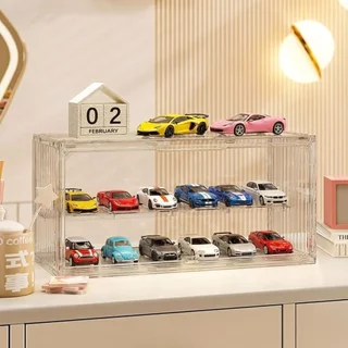 caixa expositor acrilico armazenamento miniaturas de carros Grande 2 camadas para 1:43 Bonecos Colecionáveis hot wheels em Oferta na Shopee
