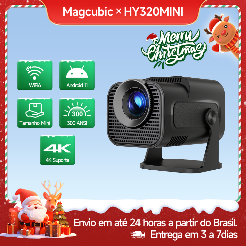 Projetor HY320 Mini MAGCUBIC Original 4K Android 11 300 ANSI WiFi 6 de ...