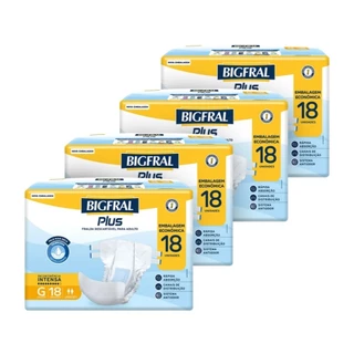 Fralda Geriátrica Bigfral Plus Regular Tamanho G - 4 Pacotes com 18 Fraldas - Total 72 Tiras em Oferta na Shopee