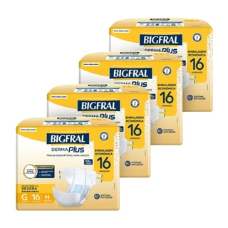 Fralda Geriátrica Bigfral Derma Plus Tamanho G - 4 Pacotes com 16 Fraldas - Total 64 Tiras em Oferta na Shopee