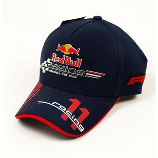 Boné Red Bull Racing Azul Marinho aba vermelha Fórmula 1 Aba Curva Snapback Ajustável Trucker