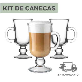 Jogo 6 Peças Canecas Capuccino 230ml para Nespresso Em Vidro Irish Coffee Alta Resistência