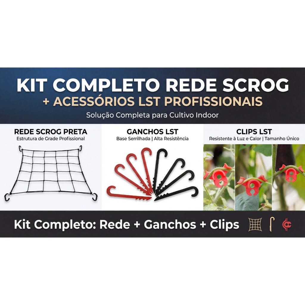 Kit LST + SCROG Cultivo Indoor | Rede Scrog + Clips + Ganchos | Aumente ...