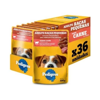 Ração Úmida Pedigree Sachê Carne ao Molho para Cães Adultos de Raças Pequenas - 36 Sachês de 100g