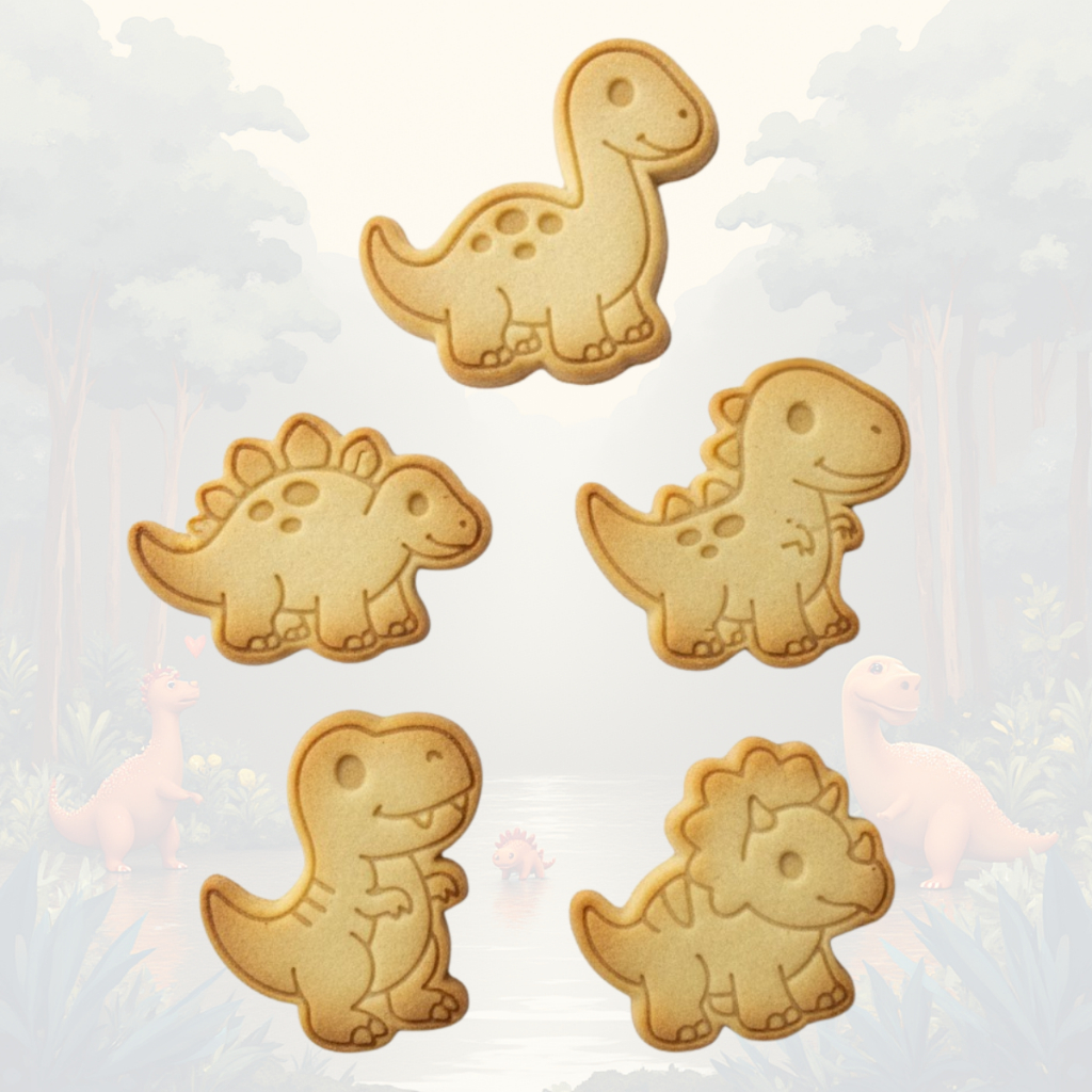 Kit 5 Cortadores de Biscoito Infantil Dinossauros Fofinhos 6