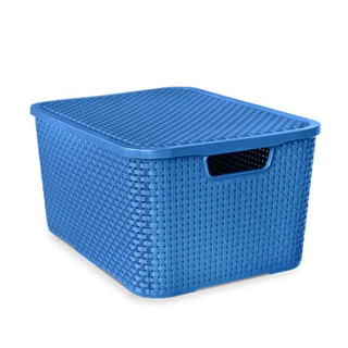 Caixa Organizadora Rattan Azul com Tampa 15 Litros - TOY 25590 em Oferta na Shopee