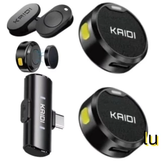Microfone Lapela Sem Fio Duplo Kaidi Profissional Portátil Gravação Celular iPhone Tipo C Redondo