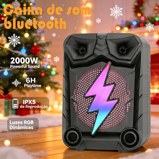 Caixa de Som Bluetooth Portátil Potente 2000w c/Microfone LED RGB TWS FM para Festa Viagem Praia em Oferta na Shopee