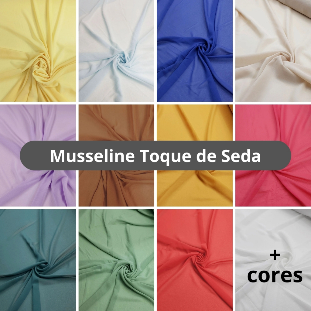 Tecido Musseline Toque de Seda por metro | Shopee Brasil