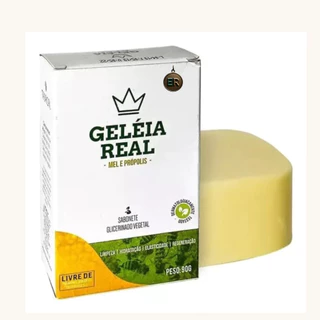 Kit com 12 Sabonete em Barra Geleia Real Rico em Vitaminas Limpeza Facial e Corporal