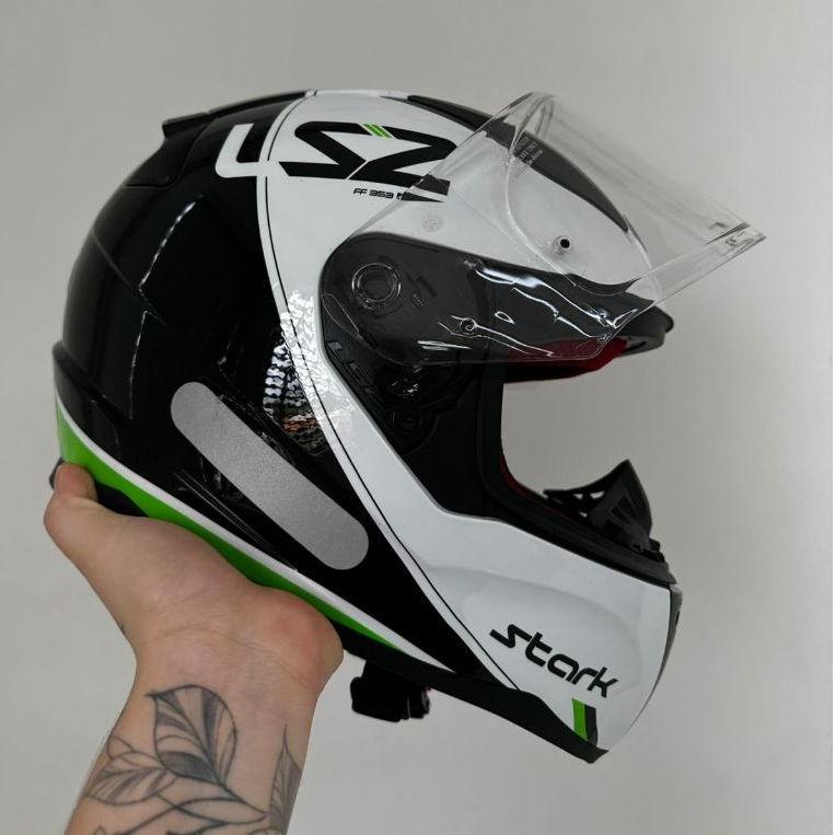 CAPACETE LS2 ORIGINAL FF353 RAPID STARK PRETO BRANCO VERDE C/ LEVES ...