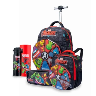 Kit Mochila Lancheira Estojo Garrafa Escolar Avengers Marvel em Oferta na Shopee