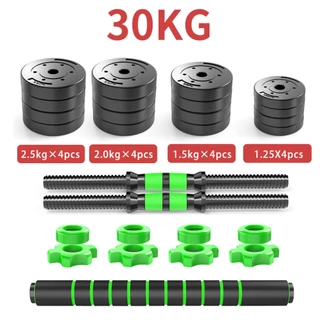 Jogo De Halteres Kit Aço Emborrachado 30kg Treino em casa VERDE