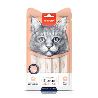 Truly Wanpy Petisco Creamy para Gatos Sabor Atum e Salmão 70g em Oferta na Shopee