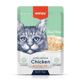 Truly Wanpy Petisco Sachê para Gatos Sabor Frango e Vieira 85g em Oferta na Shopee