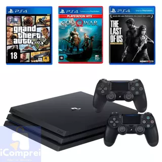 Playstation 4 Pro Ps4 Semi Novo 1TB + 1 Controles Original + GTA V