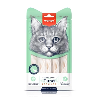 Truly Wanpy Petisco Creamy para Gatos Sabor Atum e Vieira 70g em Oferta na Shopee
