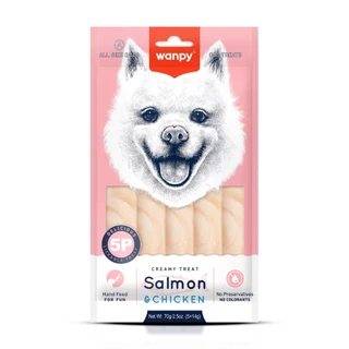 Truly Wanpy Petisco Creamy para Cães Sabor Salmão e Frango 70g em Oferta na Shopee