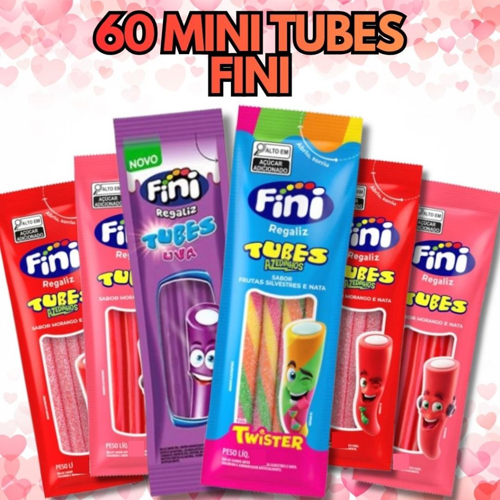 Mix 60 Bala Fini Mini Tubes Regaliz Sortidos | Shopee Brasil