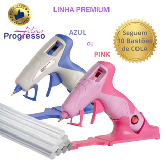 KIT Pistola de Cola Quente Sem Fio Premium Artepunto Bico Fino 7mm + 10 Bastões de Cola | Pink ou Azul | Artesanato