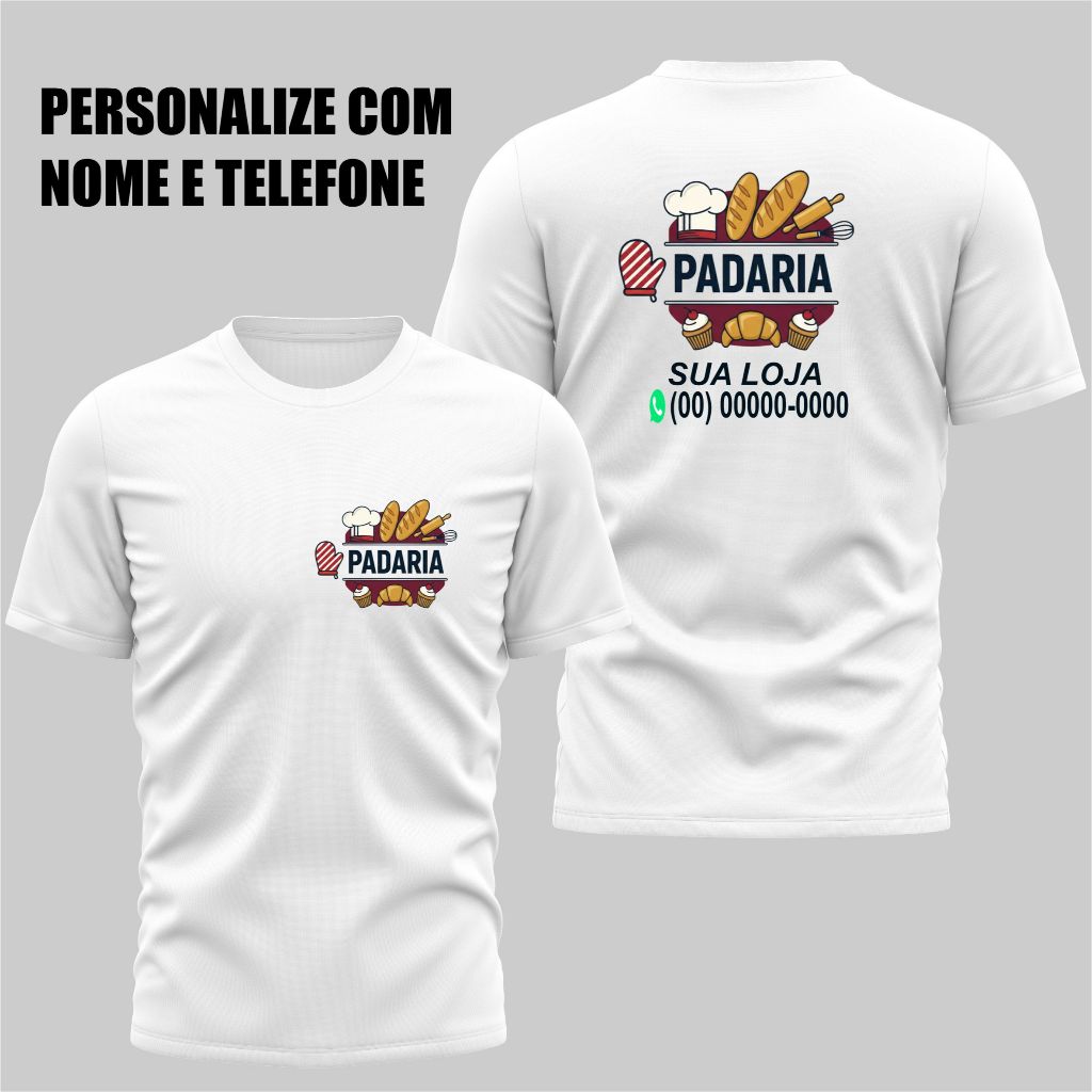 Camisa Uniforme Personalizada Padaria E Confeitaria Estampad