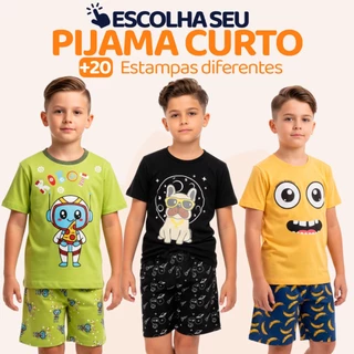 Pijama Curto Menino Infantil Confortavel com Estampas Divertidas Pijama Verão Infantil para Menino do 1 ao 10 l05 em Oferta na Shopee