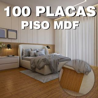 Kit 100 Placas de Piso Madeira Laminada em MDF Premium 45x11cm - Envio Full