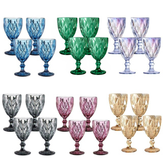 Jogo 6 Taça Diamante Copo Vidro Transparente Taças Abacaxi Gourmet Bico De Jaca 330ml