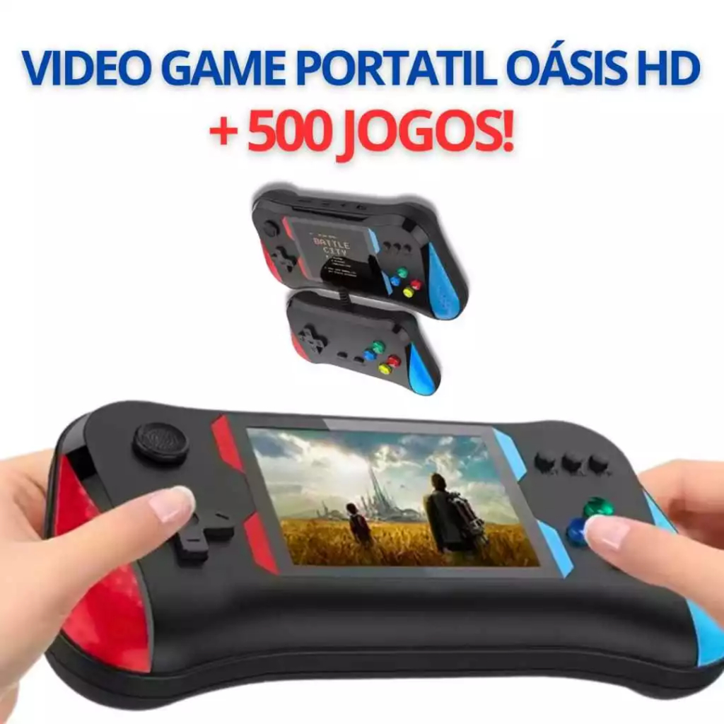 Minigame videogame portátil com controle e 500 jogos Presente Criança ...