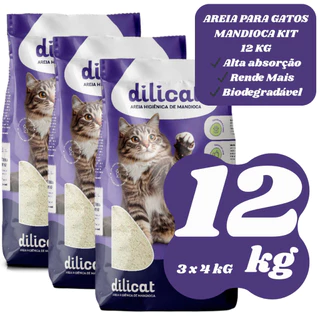 Areia para Gato de Mandioca 12kg Alta Absorção Econômica