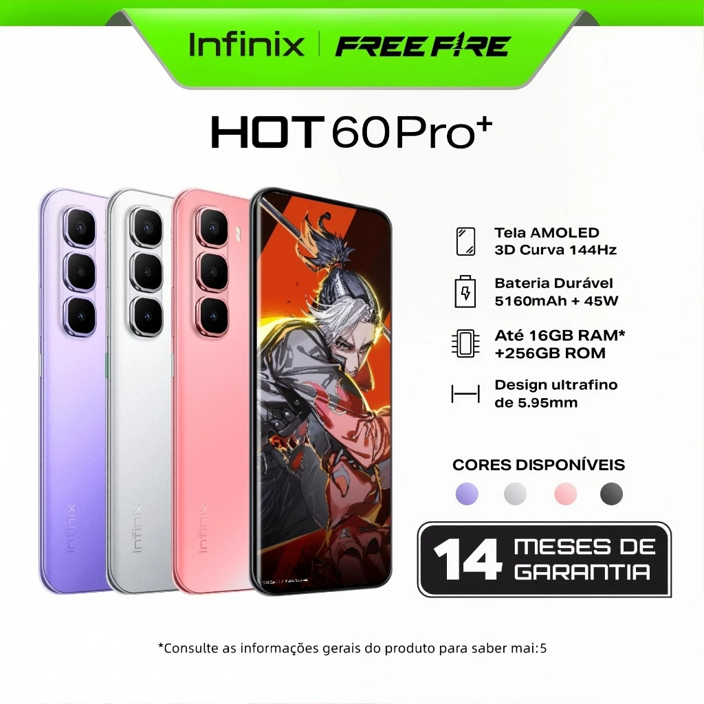 Celular Infinix HOT 60 Pro+ mais fino do mundo 5,95mm,6,78
