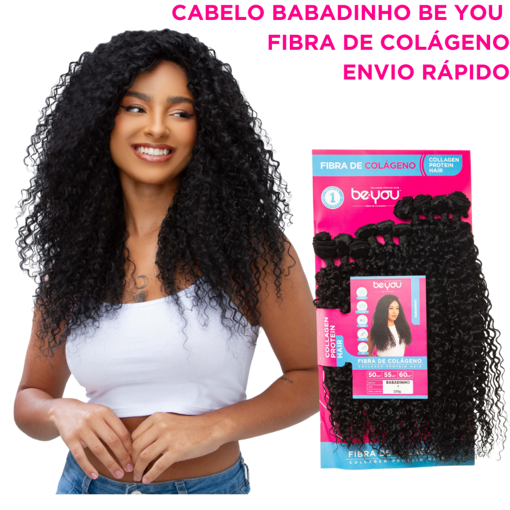 Cabelo Fibra de Colágeno Be You Original Babadinho 2C Cacheado 80cm ...