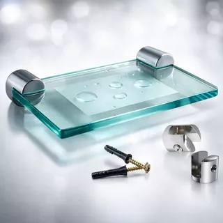 Saboneteira de Vidro 8mm Reto Jateado Lapidado Com Acessórios