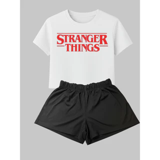 Pijama Unissex Stranger Things Manga Curta Confortável Roupa para Dormir Baby Doll Adulto e Juvenil em Oferta na Shopee
