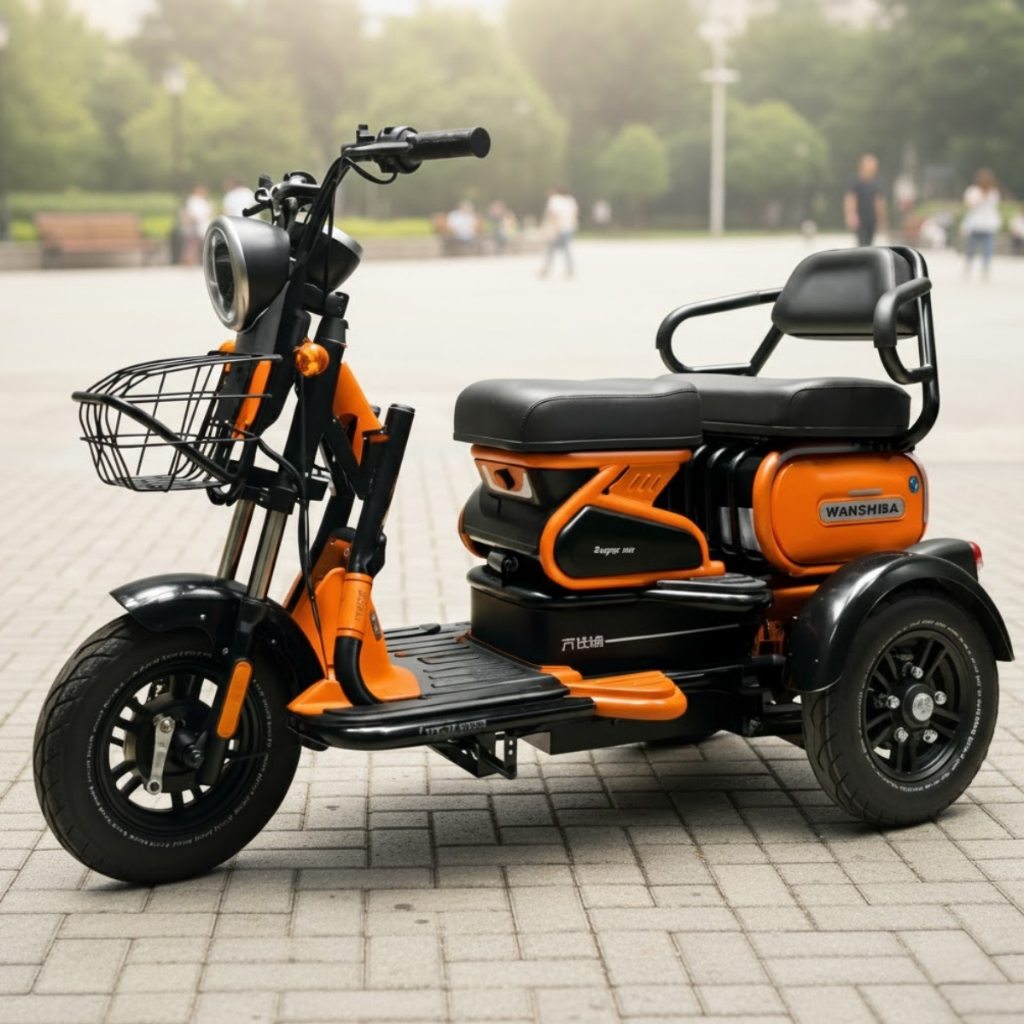 Triciclo Bike Elétrica 1000W 2 Pessoas 25km/h Bateria 60v 30Ah Removível Freio Tambor Zurbe