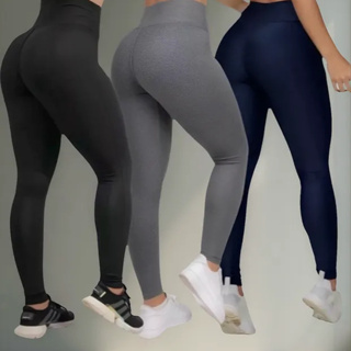 Kit 3 Calças Feminina Legging Grossa Para Academia Fitness Cós Alto
