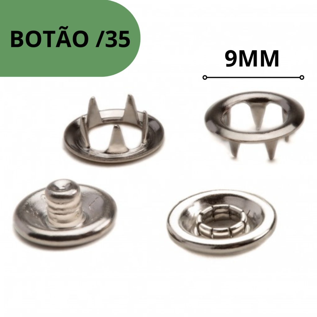 Kit Matriz + 20 Botões Pressão Tic Tac de Metal 35/38 - Body Roupa