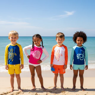 Camiseta Com Proteção UV50+ Infantil Manga Longa Moda Praia