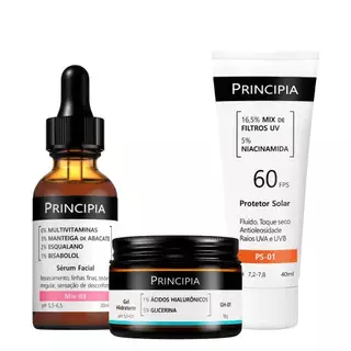Principia Kit Reparador de Barreira Cutânea c/ Sérum MIX-03 + Gel Hidratante GH-01 + Protetor Solar Facial PS-01 FPS 60 em Oferta na Shopee