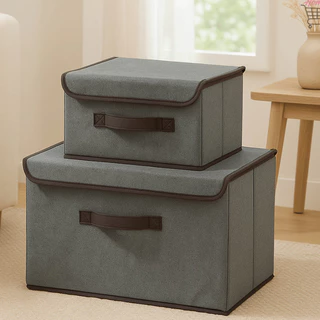 Kit 2 Caixas de Armazenamento Organizadora Tecido TNT Dobrável Para Roupas Objetos e Brinquedos em Oferta na Shopee