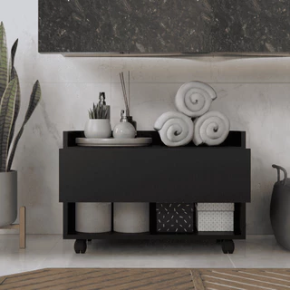 Armário Gaveteiro Banheiro De Chão Multiuso Organizador Prático Porta Toalhas com Rodinhas