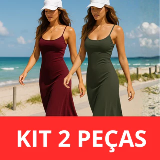 Kit Com 02 Vestido De Alcinha Com Regulagem Viscolycra Premium em Oferta na Shopee