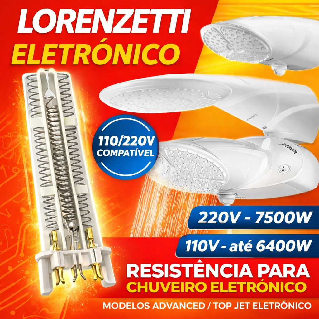 Resistência Advanced TopJet Chuveiro Lorenzetti 110V e 220V 6400W 750WW ...