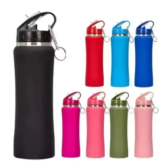 Garrafa Térmica 600ml Inox Squeeze Emborrachada Bico