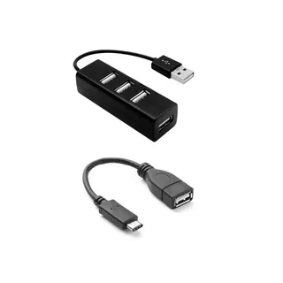 Kit Mobilador Hub USB 4 Portas + Cabo Adaptador OTG Usb Tipo-C Para Celular e Notebook em Oferta na Shopee