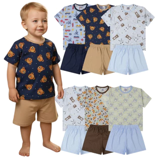 Kit Pijama Bebe Menino | Pijama Bebê Tam 2 ao 16 anos | Pijama Bebe Verão Sortido em Oferta na Shopee