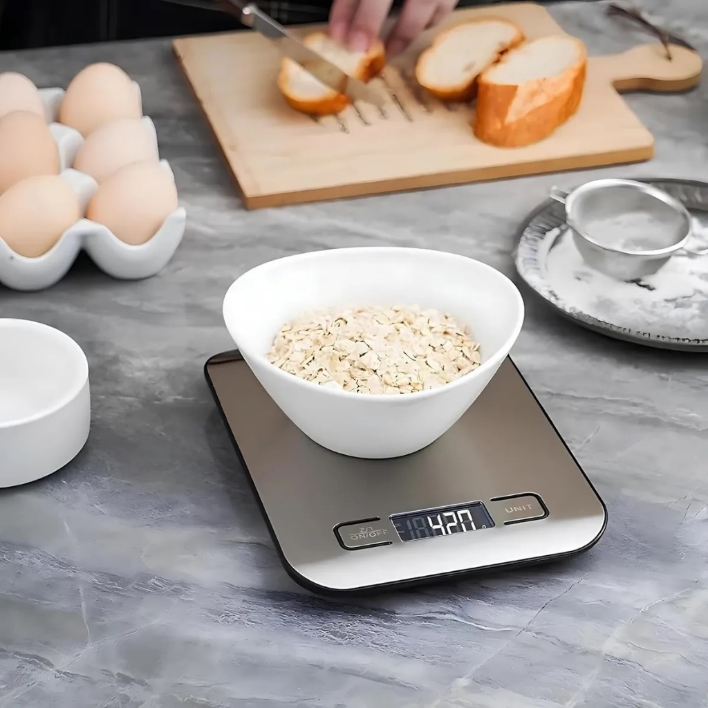 Balança Digital de Cozinha 10kg em Aço Inox com Visor Grande | Shopee ...