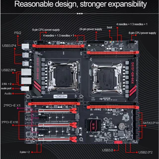 placa-mãe dual Xeon V3 V4 LGA 2011-3 DDR4 Dual 2.5G placa de rede X99-8D4 + 2 xeon 2630 v4